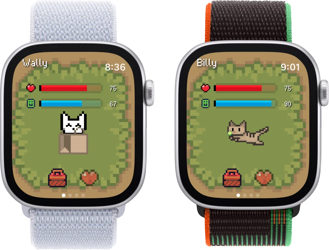 Belly pet customisation showing names, colours, outfits, and backgrounds